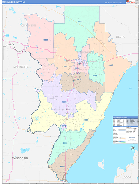 Menominee County, MI Zip Code Map