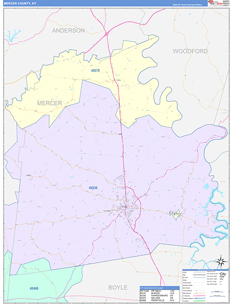 Mercer County, KY Zip Code Map
