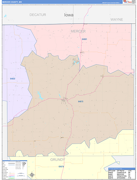 Mercer County, MO Zip Code Map