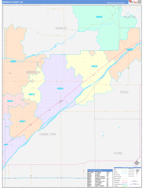 Merrick County, NE Zip Code Map