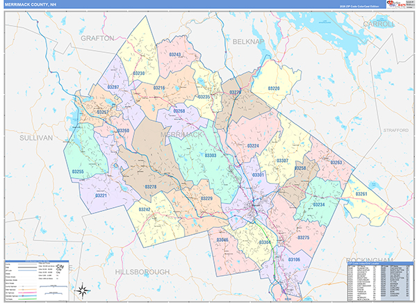 Merrimack County, NH Zip Code Map