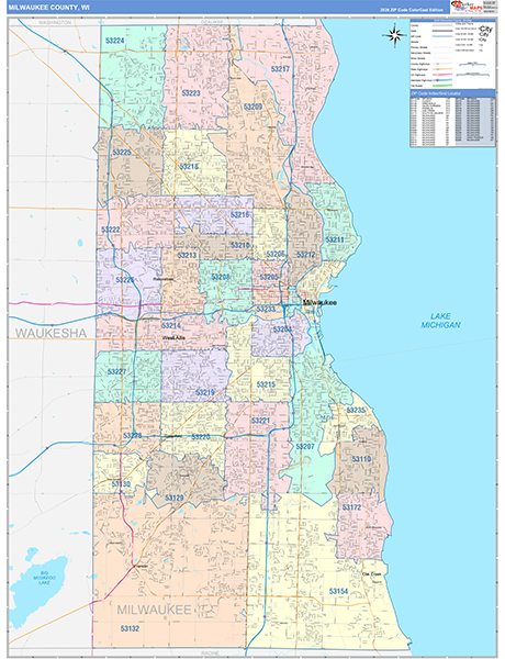Milwaukee County, WI Zip Code Map