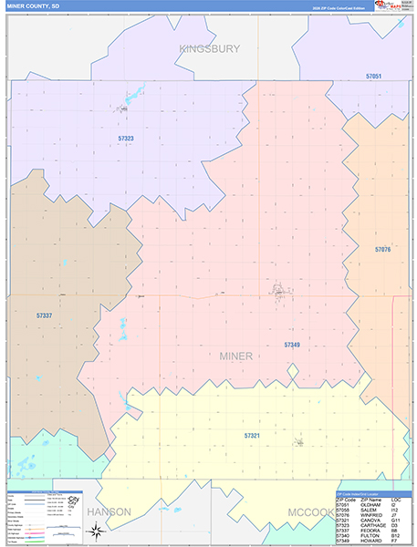 Miner County, SD Zip Code Map