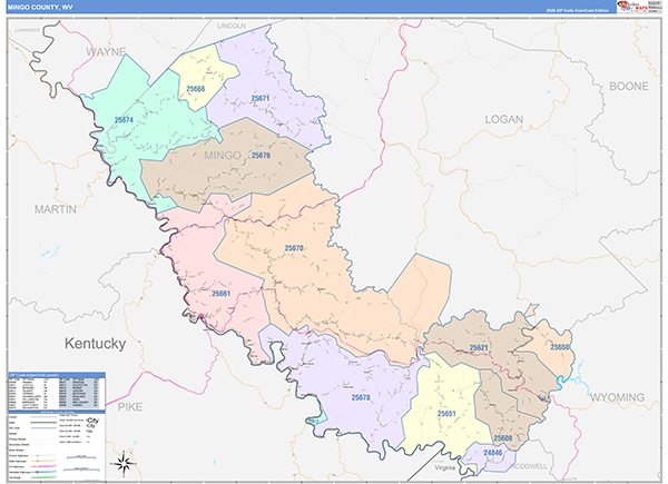 Mingo County, WV Zip Code Map