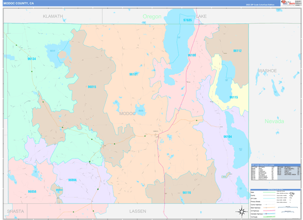 Modoc County Digital Map Color Cast Style