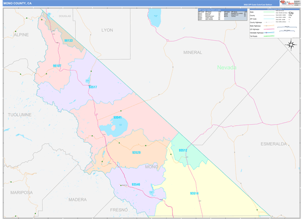 Mono County, CA Wall Map