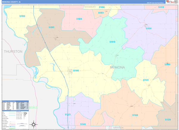 Monona County Digital Map Color Cast Style
