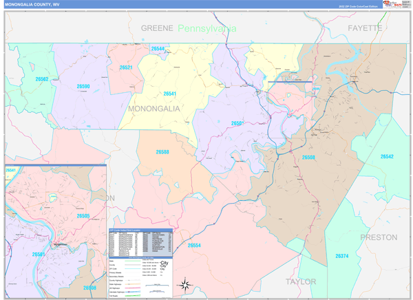 Monongalia County, WV Wall Map