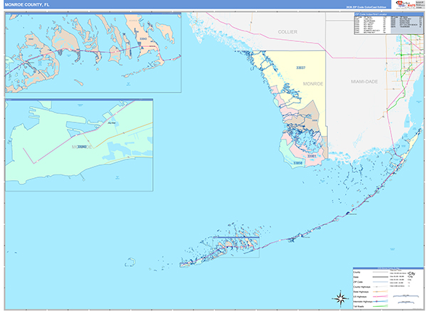 Monroe County, FL Zip Code Map