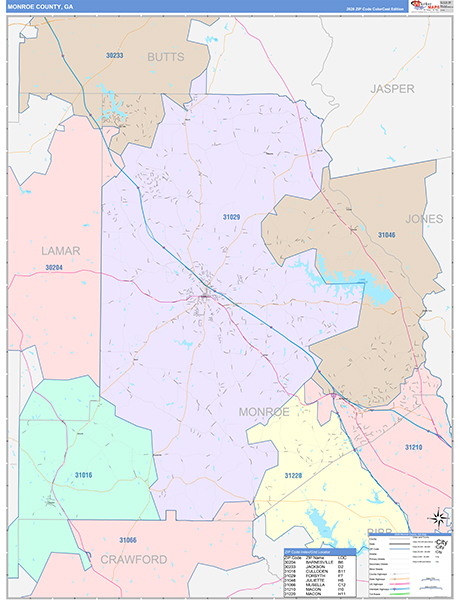 Monroe County, GA Zip Code Map