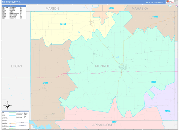 Monroe County, IA Zip Code Map