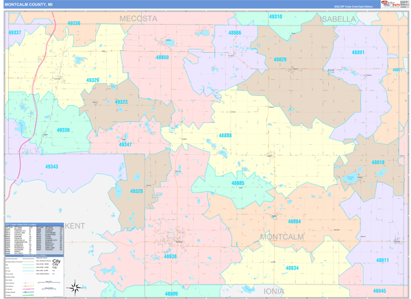 Montcalm County, MI Wall Map