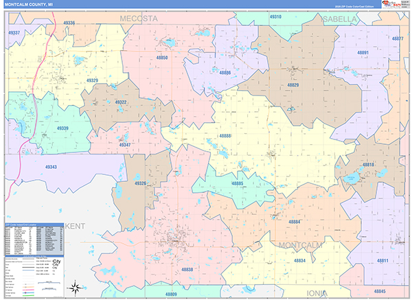 Montcalm County, MI Zip Code Map