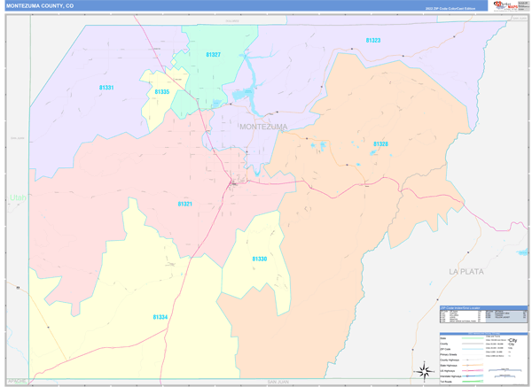 Montezuma County, CO Zip Code Map