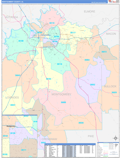 Montgomery County, AL Wall Map