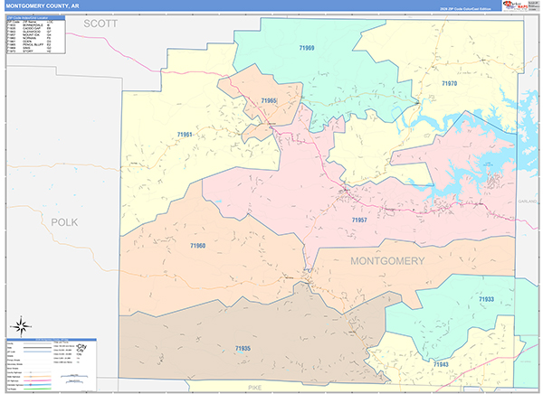 Montgomery County, AR Zip Code Map