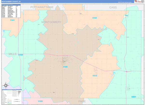 Montgomery County, IA Wall Map