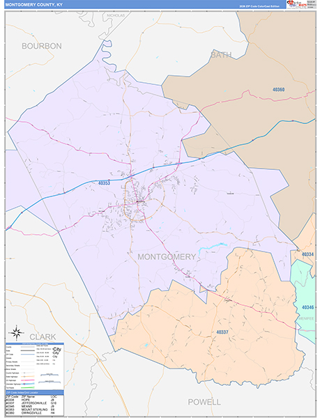 Montgomery County, KY Zip Code Map