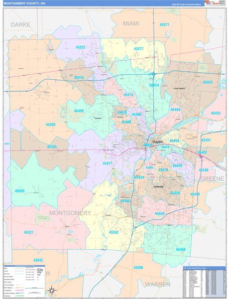 Montgomery County, OH Wall Map