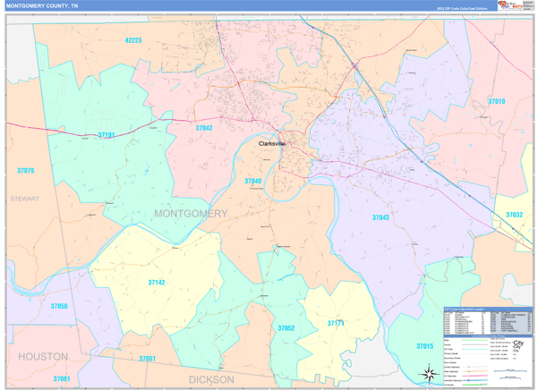 Montgomery County, TN Zip Code Map