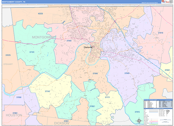 Montgomery County, TN Zip Code Map