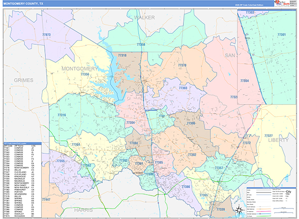 Montgomery County, TX Zip Code Map