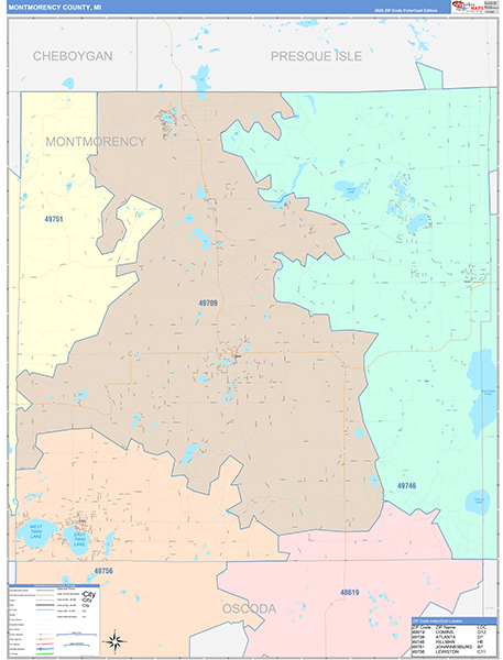 Montmorency County, MI Zip Code Map