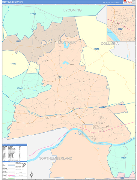 Montour County, PA Zip Code Map