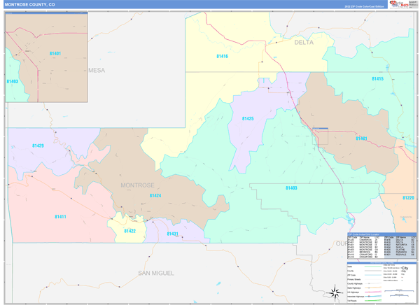 Montrose County Digital Map Color Cast Style
