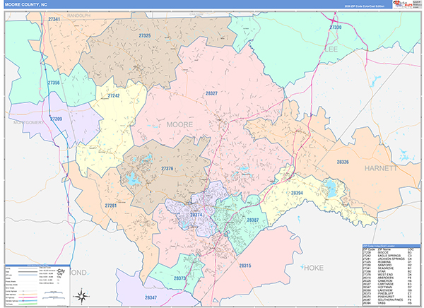 Moore County, NC Wall Map
