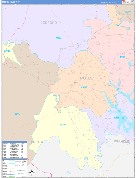 Moore County, TN Wall Map