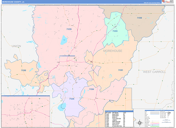 Morehouse Parish (County), LA Wall Map