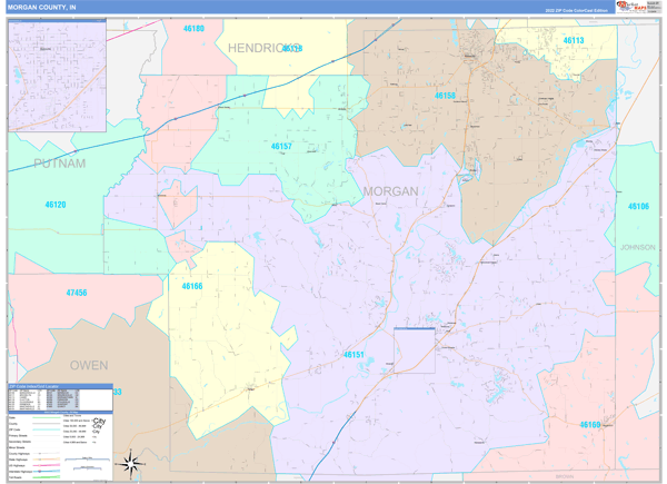 Morgan County, IN Map Color Cast Style