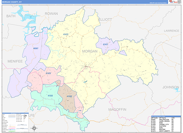 Morgan County, KY Zip Code Map