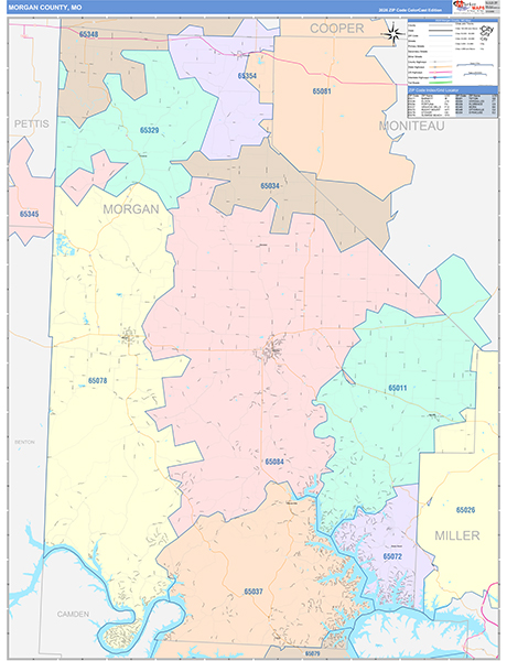 Morgan County, MO Map Color Cast Style