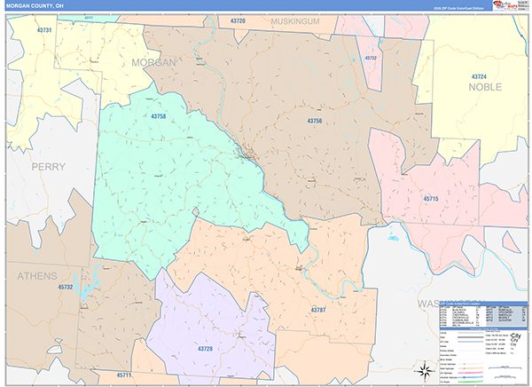 Morgan County, OH Zip Code Map