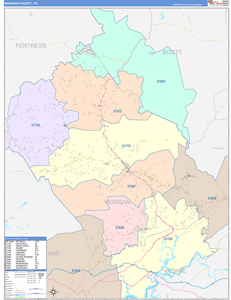 Morgan County, TN Zip Code Map