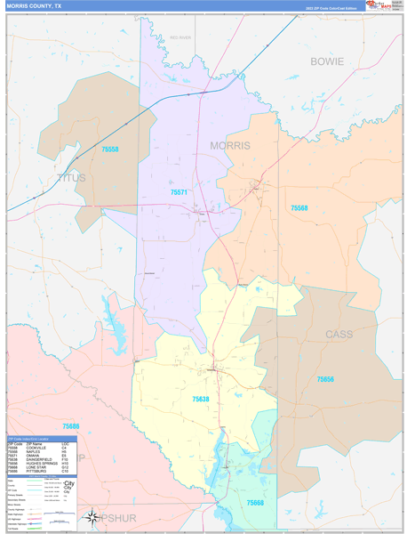 Morris County, TX Wall Map