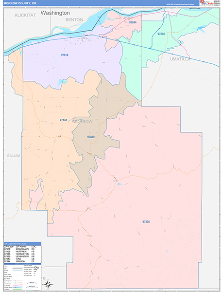 Morrow County, OR Wall Map