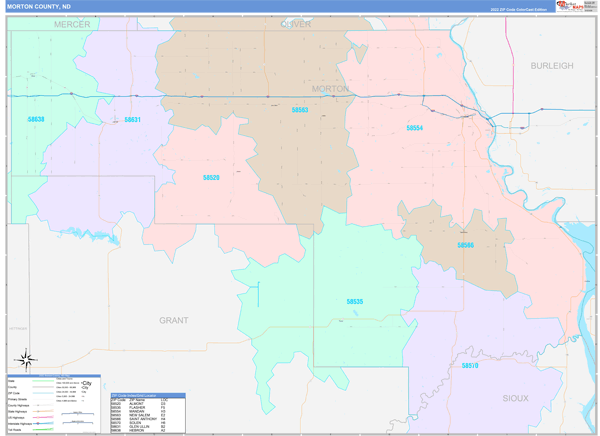 Morton County, ND Wall Map