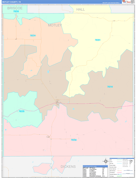 Motley County, TX Zip Code Map