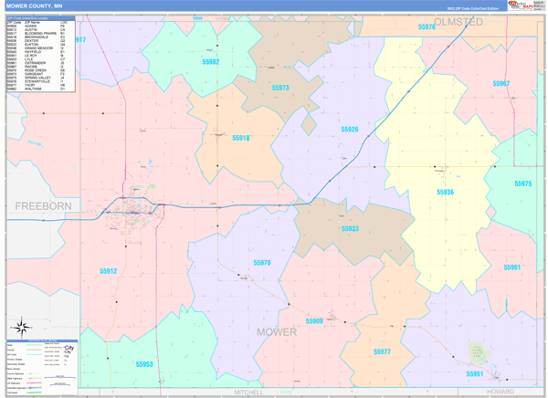 Mower County Digital Map Color Cast Style