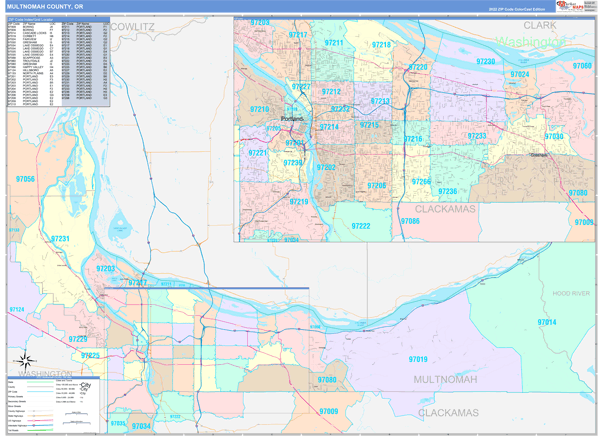Multnomah County, OR Zip Code Map