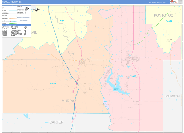 Murray County, OK Zip Code Map