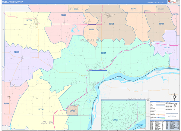 Muscatine County, IA Wall Map
