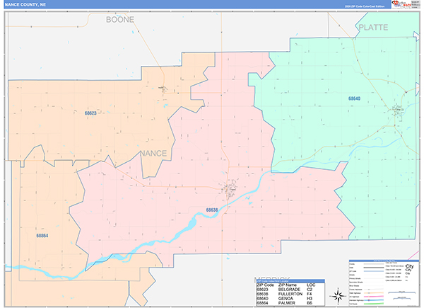 Nance County, NE Zip Code Map