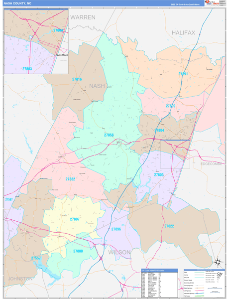 Nash County Digital Map Color Cast Style