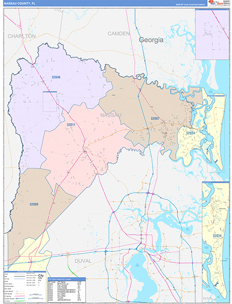 Nassau County, FL Wall Map