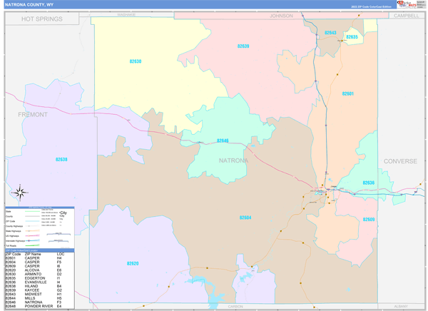 Natrona County Digital Map Color Cast Style