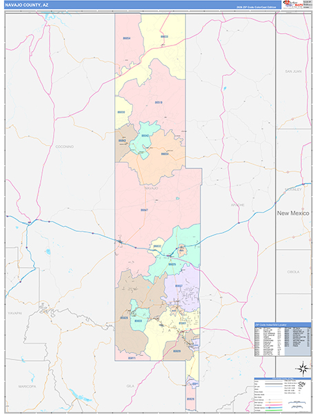 Navajo County, AZ Zip Code Map